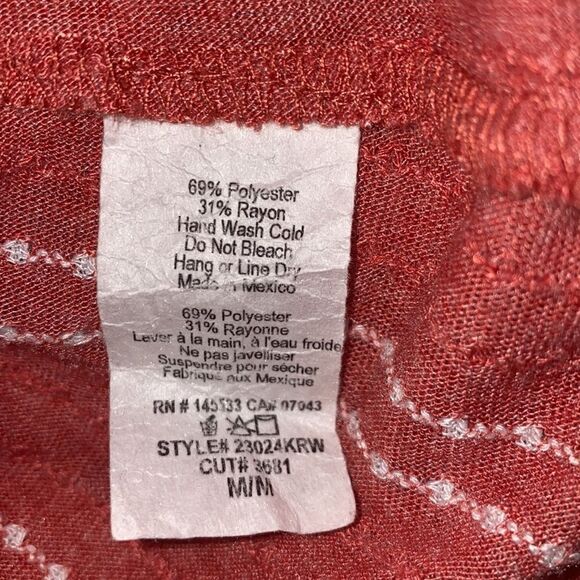 ANTHROPOLOGIE W5 Coral Dot Stripe Ruffle Sleeve Top-M - Picture 5 of 5